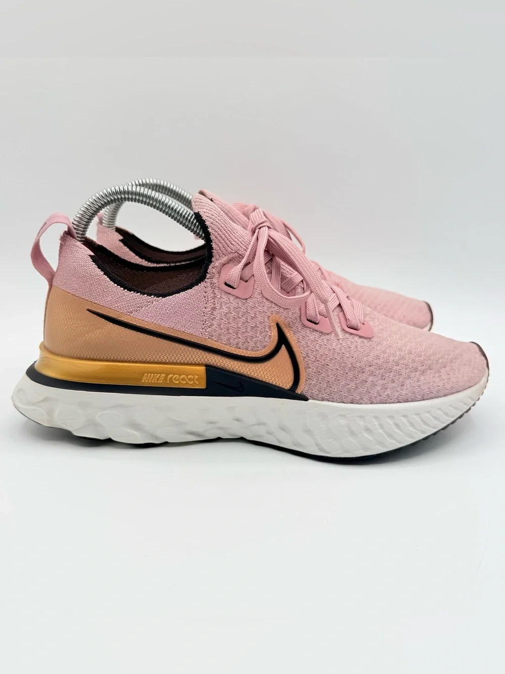 Nike React Infinity Run Flyknit Pink Gold Running Shoes Womens Sz 8? Missing Tag